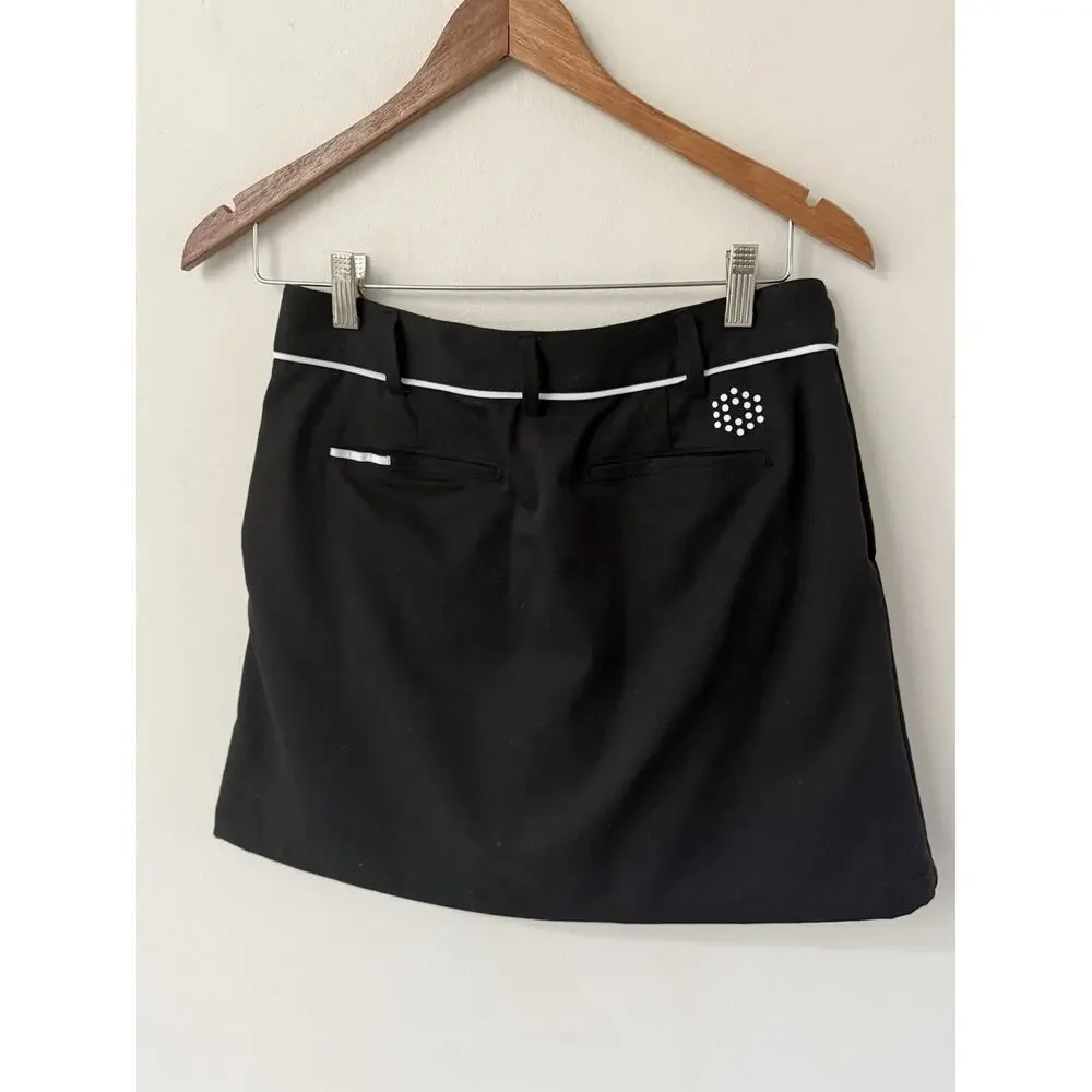 Puma Womens Pleated Golf Tennis Pickle Ball Skirt Black White Size 2 Athleisure